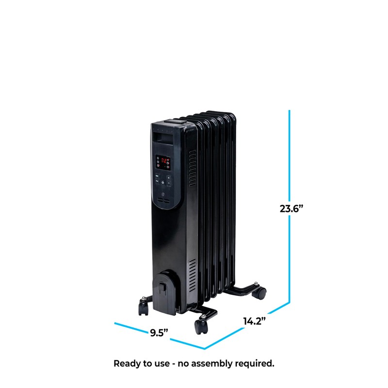 Comfort Zone 1500W Oil-Filled Radiator Heater – Portable Electric Space