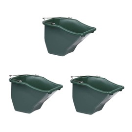 Little Giant 10-Quart Plastic Flat Back Angular Livestock Feed Bucket for Horses, Cattle, and Other Livestock, Green (3 Pack)