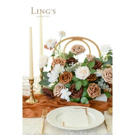 Ling's Moment Artificial Flowers, 25Pcs 3" Roses in Walnut Brown Shades, Realistic DIY Foam Floral Decor for Wedding Bouquets/Centerpieces, Outdoor Party Backdrops, Room/Table, Garden/Pot Decorations