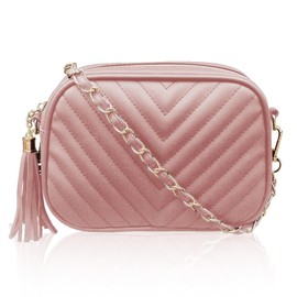 Brightrust Shoulder Bag, Crossbody Bag, Mini Messenger, Smartphone Pouch, Wallet, Chain, Tassel, Pink