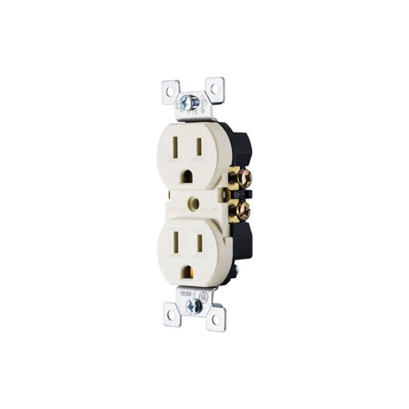 UltraPro GE, Light Almond, GE Grounding Duplex Outlet, In Wall