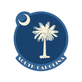 Die Cut Sticker South Carolina, State Flag, Letterpress, Contour Vinyl Sticker 1 to 3 inches (Waterproof Decal for Cars, Water Bottles, Laptops, Coolers), Small