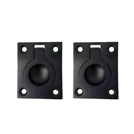 QCAA Solid Brass Flush Ring Pull, 36.5 x45 mm, Matte Black, 2 Pack, Made in Taiwan