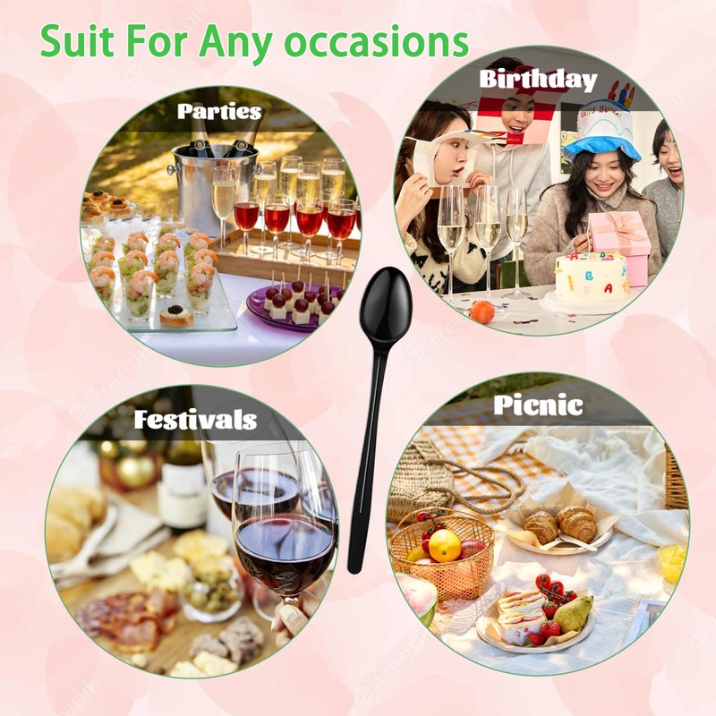 XJUULVC Long Spoon, 8.25" Disposable Plastic Ice Cream Spoons, 50Pcs
