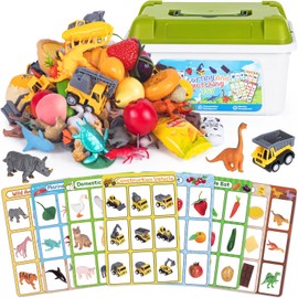 Fimeetoy 72 PCS Sorting Toy for Toddlers, Preschool Learning Activities, Animals Dinosaurs Fishes Farm Vehicles Fruits Vegetables Foods Playset, Fine Motor Montessori Games Gifts for Kids 3+