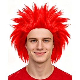 Short Red Wig Men Short Spiky Wigs Adult Light Reddish Fluffy Wig