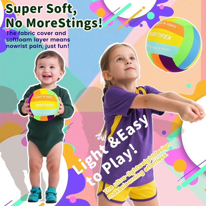 Noetifex Soft Volleyball-Super Soft Fabric Light Volleyball for Indoor Practice
