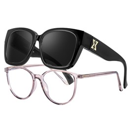 LVIOE Women's Over Sunglasses Polarised Fashion Over Glasses Sunglasses for Glasses UV400 Protection, A01 Black/Grey