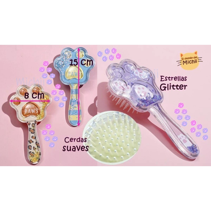 MICHBRUSH 1 Cepillo Para Cabello Niña Huella Gato Kawaii Con