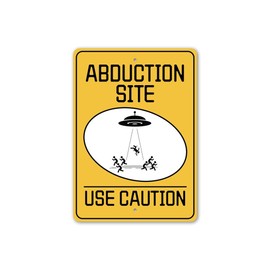 Alien Abduction Site Sign, Use Caution Alien Sign,Alien Sign Decor｜Vintage Wall Decor Aluminium Sign 8" x 12",24ja05cC09