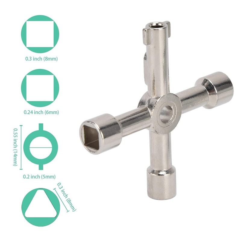 CYTGOUPER 2Pcs 4 Way Sillcock Key, Stainless Steel Portable Sillcock