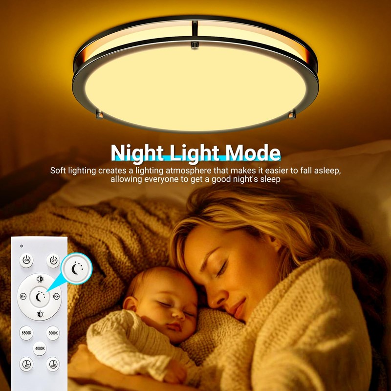 libtit LED Ceiling Lights with Remote for Bedroom Kitchen, 24W