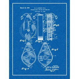 Combined Chalk-line Box and Plumb Bob Patent Print Blueprint with Border (13" x 19") M15578