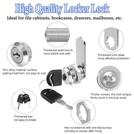 ZiYuya 20mm Cam Lock with Key Alike, Letterbox Lock Mailbox Lock Lever Lock Cupboard Draw Lock Cabinet Lock Dresser Lock Locker with Key Tags