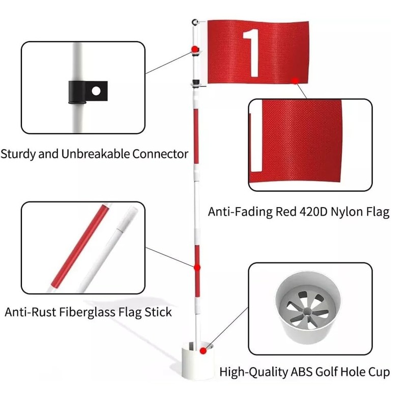 Detachable Golf Flagstick Set Backyard Outdoor Training No.1 Flag USA