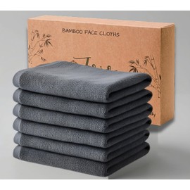 JoJo Jr. Flannel Face Cloth (Pack 6) Reusable Face Towels(25*25 cm)Face Flannels, Face Cloths for Washing Face, Baby Wash Cloth Body &Face Towel, Grey Flannels Face Cloth, Facecloth and Washcloth-Grey