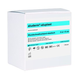 Söhngen Aluderm-aluplast Elastic Wound Plaster (Size 5 m x 8 cm, Wound Dressing Aluminium Vaporized, Does Not Stick / Does Not Fibre / Highly Absorbent, Plaster Skin Formation + Healing, Breathable)