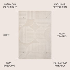 JONATHAN Y SCN104B-4 Nordby High-Low Geometric Arch Scandi Striped Indoor/Outdoor Area Rug, Modern, Contemporary,Geometric, Bohemian, Bedroom, Kitchen, Living Room,Non Shedding, Ivory/Cream, 4' x 6'