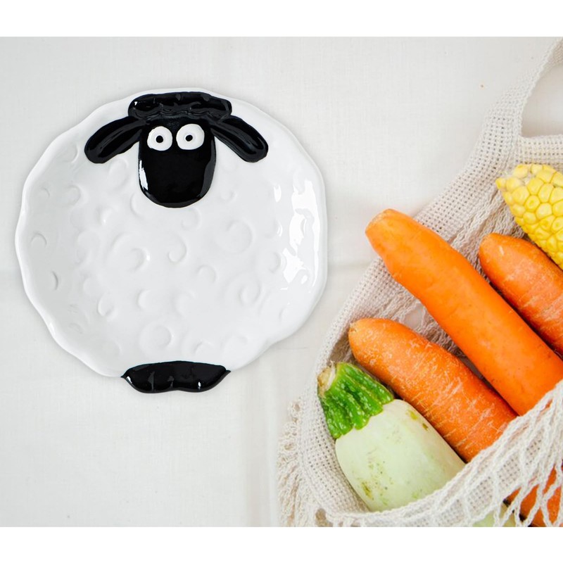 Kawaii Sheep Spoon Rest Ceramic, White Cute Animal Shape Kitchen