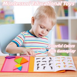 Tangram Magnetic Wooden Game Children, Magnetic Tangram Puzzles, Tangram Children's Geometric Shapes Wooden Puzzles, Children's Educational Toy Gift