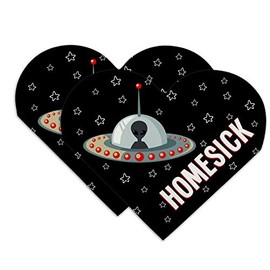 Homesick UFO Alien Funny Heart Faux Leather Bookmark - Set of 2