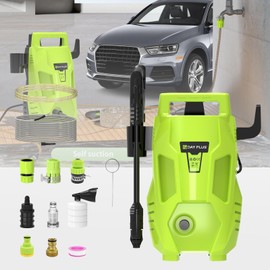 Jet Wash Pressure Washer,Electric Jet Washer Garden Washer Cleaner 1100W,Portable Power Washer with 55 Bar/5.5M Cord,Garden Tools Patio Washers with 3-in-1 Jet Nozzle for Motorbikes/Car(Green)