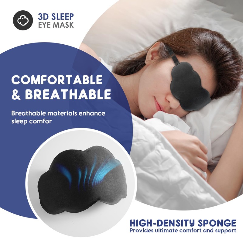 2 Pack 3D Memory Foam Eye Mask for Sleeping, Zero