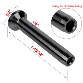 BLIKA 40Pack 1/8" Stainless Steel Black Stemball Swage Dead Ends for Deck Cable Railing, Invisible Cable Railing Hardware for Wood/Metal Posts, Stemball Swage Terminal, 1/8" Cable Railing End Fittings