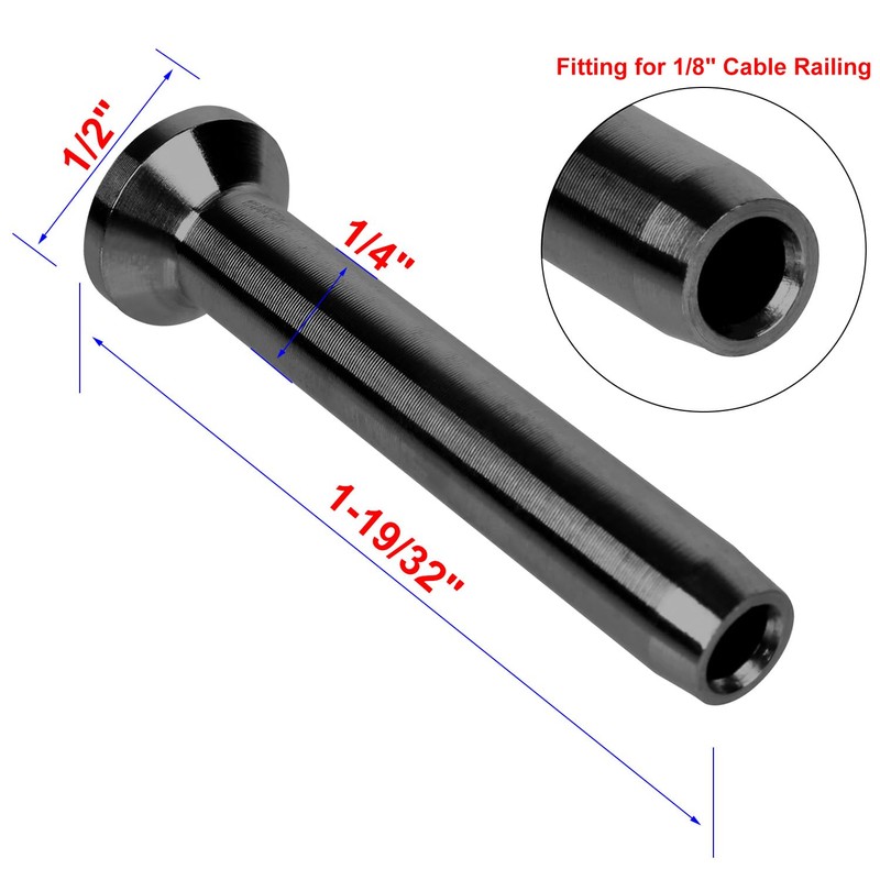BLIKA 40Pack 1/8" Stainless Steel Black Stemball Swage Dead Ends