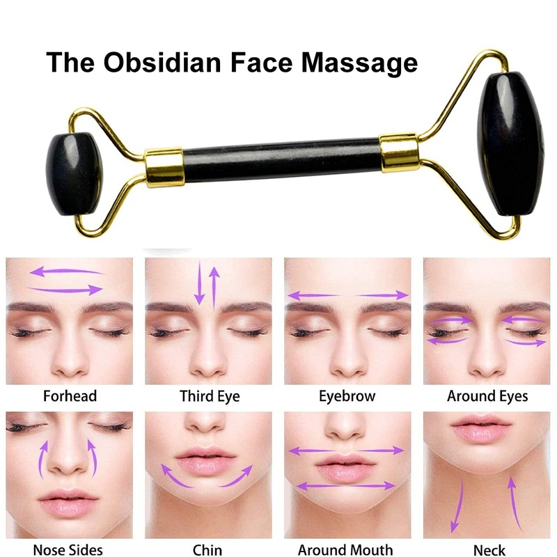 Black Jade Roller & Gua Sha Scraping Facial Tools Gift