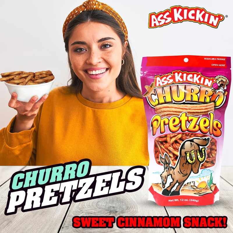 ASS KICKIN’ Pretzels 12 Ounce Size Flavor Pack Seasoned Pretzel