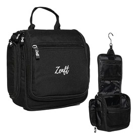 Zenft Toiletry Bag - Hanging Toiletry Bag for Men & Women - Cosmetic Bag Large Men Women for Suitcases & Hand Luggage - Wash Bag Travel Bag, black, Toiletry Bag for Travel