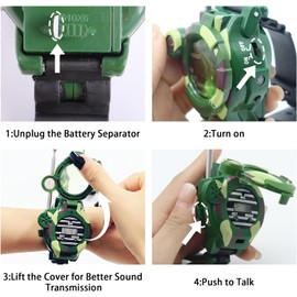 7 in 1 Digital Watch Walkie Talkies - Spy Watch Army Toys for Kids Age 8-12, Two-Way Long Range Transceiver with Flashlight, Cool Spy Gadgets for Boys and Girls