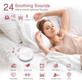 LOFICOPER White Noise Machine, Tragbare Weißes Rauschen Soundmaschine für Kleinkinder, mit 24 Klänge, 15 Einstellbare Lautstärke, Timer, 8 Farben Nachtlicht, Bluetooth, Aufnahmefunktion