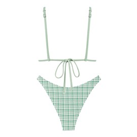 seamoly Bikini Sets for Women Open Back Two Piece Bathing Suits Triangle Bowknot Swimsuit High Cut Bathing Suit Green Pliad S