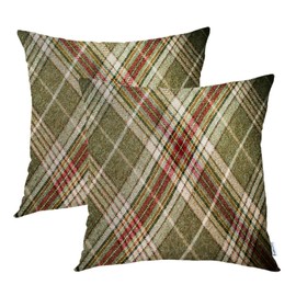 Batmerry Plaid Pillow Covers 20x20 Inch Set of 2, Tartan Wool Tartan Fabric Plaid Britain Clothing Material Scotland Double Sided Decorative Pillows Cases Throw Pillows Covers