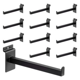 WETOECOTEC 8 Inch Square Tubing Slatwall Shelf Bracket , Heavy Duty Slat Wall Floating Shelf Bracket with Lip, Slatwall Accessories for Retail Display,Garage (12Pcs, Black)