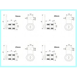 siismi Letter Box Lock 16 mm, Pack of 2 Cabinet Lock with Keys, Locker Lock, 16 mm Drawer Lock, Used for Letterboxes, Cabinet Doors, Furniture