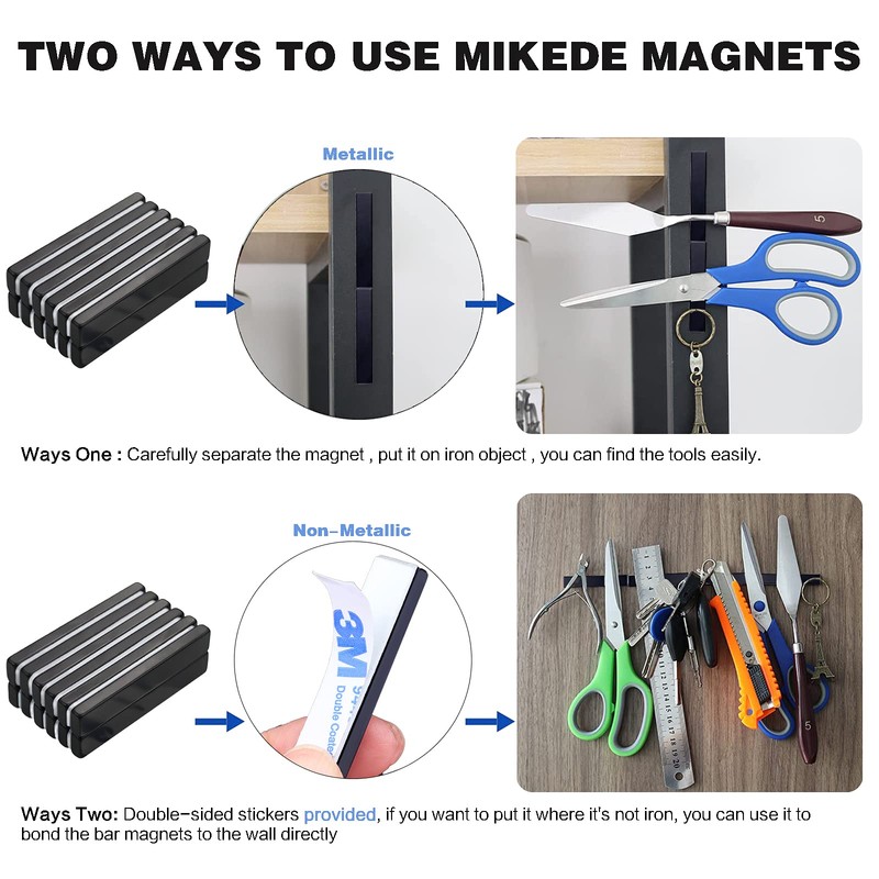 MIKEDE Black Rare Earth Neodymium Magnets, 6 Pack Strong Heavy