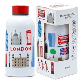 Puckator BOT220 London Icons Reusable Stainless Steel Hot & Cold Thermal Insulated Drinks Bottle 350ml