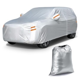 Tsumbay 190T Car Cover Waterproof All Weather, Outdoor Full Exterior Cover with Door Zipper & Storage Bag, Rain Hail Sun Protector Car Cover Fit for Coupe Car 194"-208", Silver