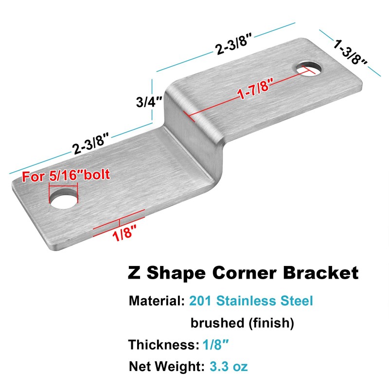 heneng 10 Pcs Stainless Steel Z Shaped Corner Bracket, Offset