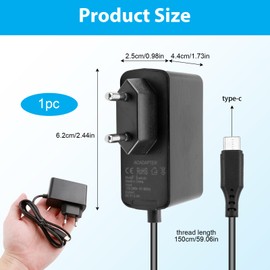 Ladegerät für Switch, 5 V, 2,4 A, 1,2 m, USB-Kabel C für Switch Konsole/Lite/OLED/Deck Dock/Pro Controller/Smartphone/Tablet, Schwarz