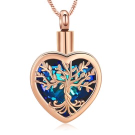 VCCWYQK Heart Urn Necklaces for Ashes for Women Cremation Jewellery Flower Memorial Mini Keepsake Ash Hollow Pendant, Stainless Steel, No Gemstone