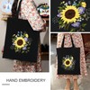 Canvas Tote Bag Embroidery Kit with Sunflower Pattern, Embroidery Kits
