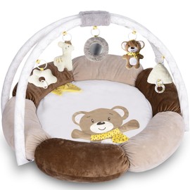 TFDER 6-in-1 Baby Gym Play Mat Plush, Tummy Time Mat with Removable Toys, Baby Activity Gym for Infant to Toddler Motor Skills and Sensory Development, Baby Essential Gift（Bear）