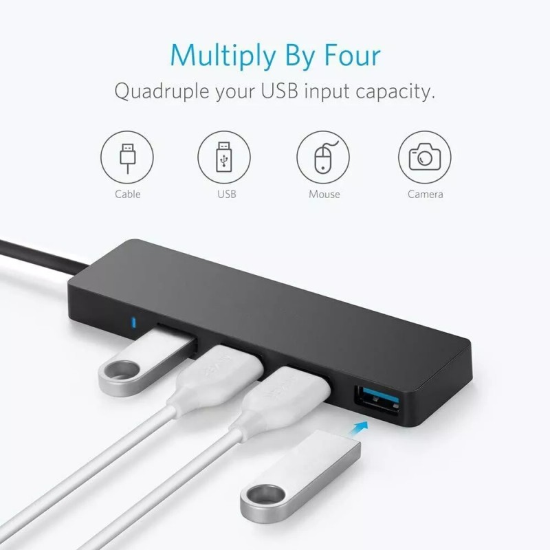USB 3.0 Hub 4-Port Adapter Charger Data SLIM Super Speed