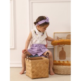 SUREPOCH Baby Girl Clothes Toddler Summer Embroidery Short Shirt Pant Girl Outfit Sleeveless Top Clothes Set