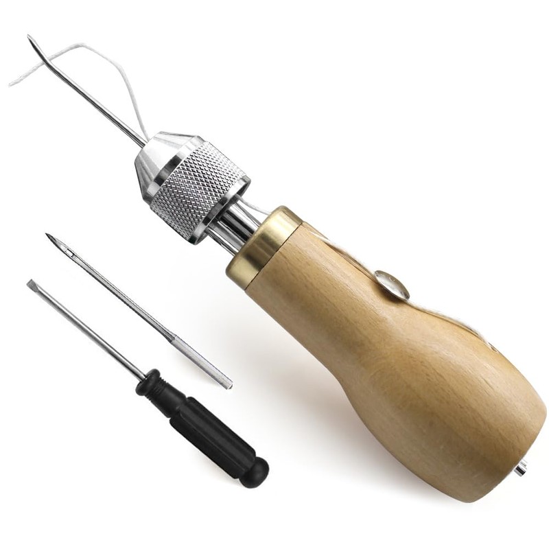 SiiRo 13pcs Leather Awl Sewing Kit, Stitching Awl with Straight
