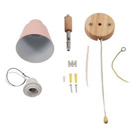 Macaron Bedside Wall Lamp Space Saving Pink Lampshade Wall Sconces with Wood Base for Living Room Bedroom Office 100‑240V